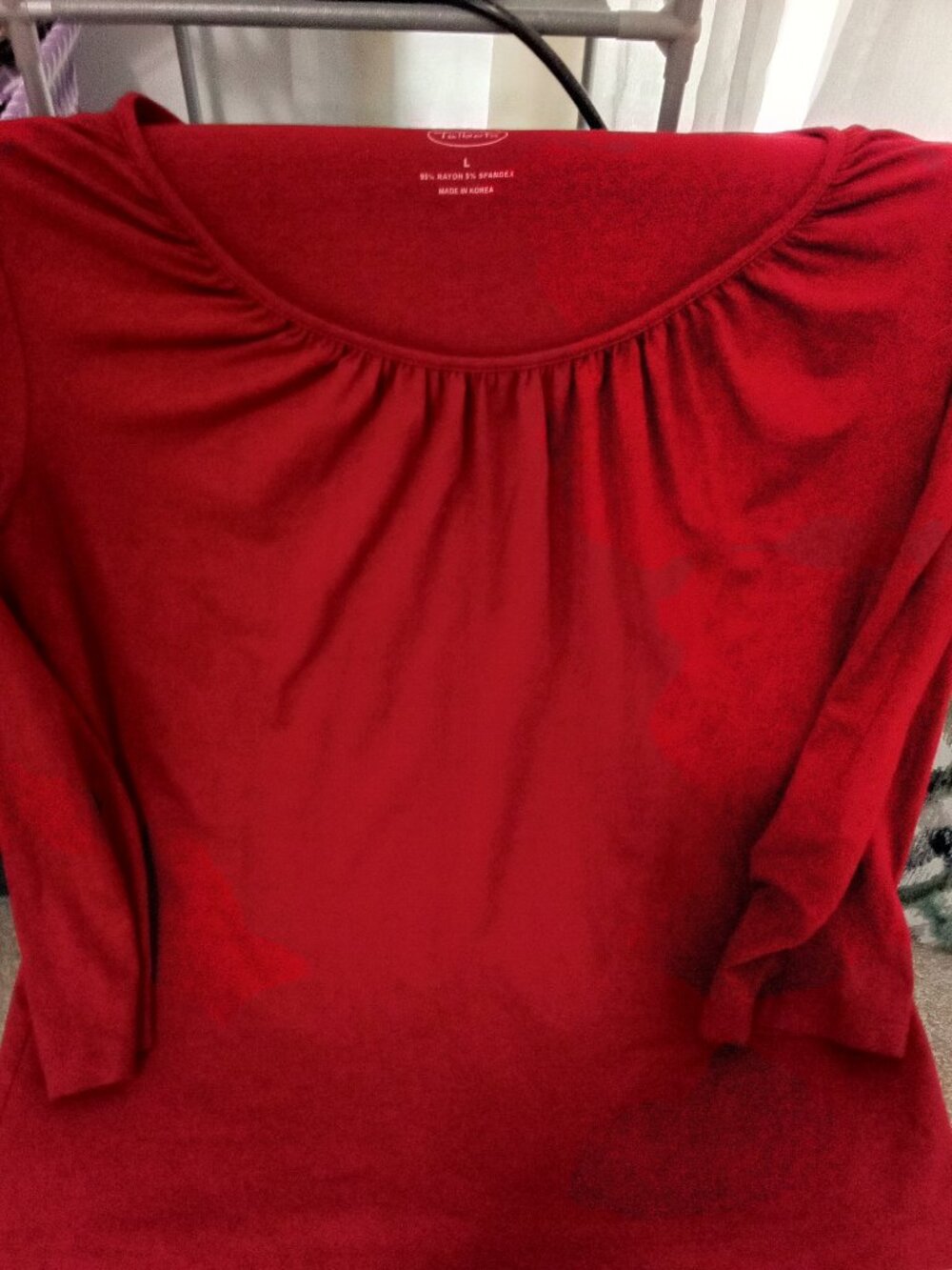 talbots Large womens red tee shirt elbow length sleeves